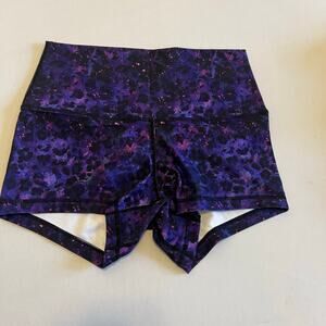 Peachy Athletic | "Extra Peachy" Purple Galaxy Leopard Booty Workout Shorts -M